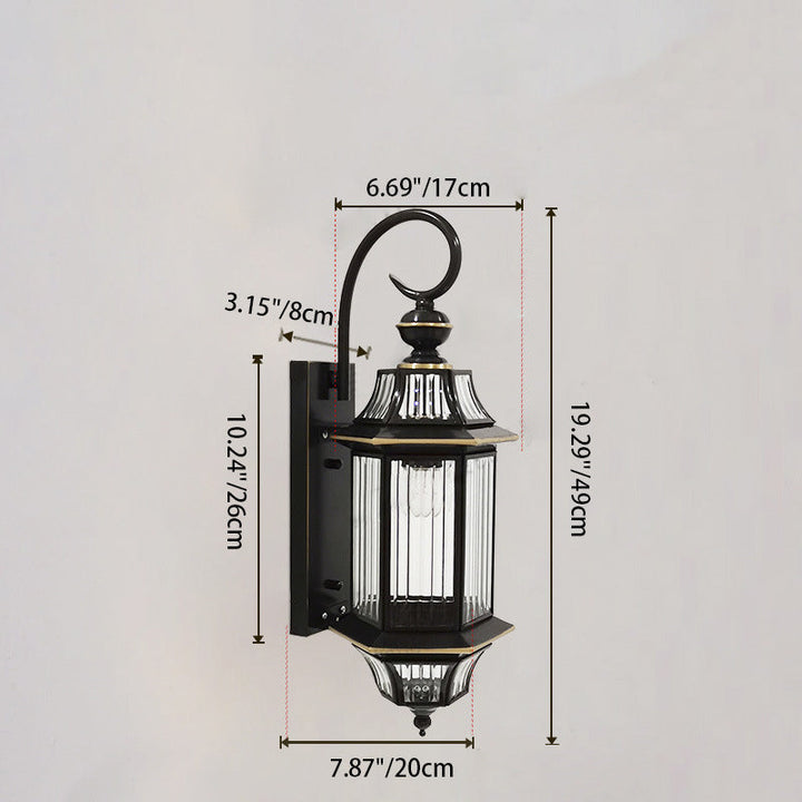Tradisjonell Vintage Rund Sylinder Glass Kobber 1-Lys Vegglampe For Hage | Skanto