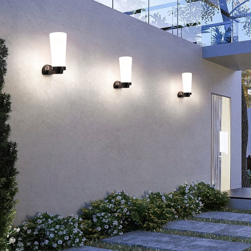 Moderne Enkelhet Blomst Kegle Firkantet Sylinder Ball Akryl ABS Jern 1-Lys Vegglampe For Utendørs Patio | Skanto