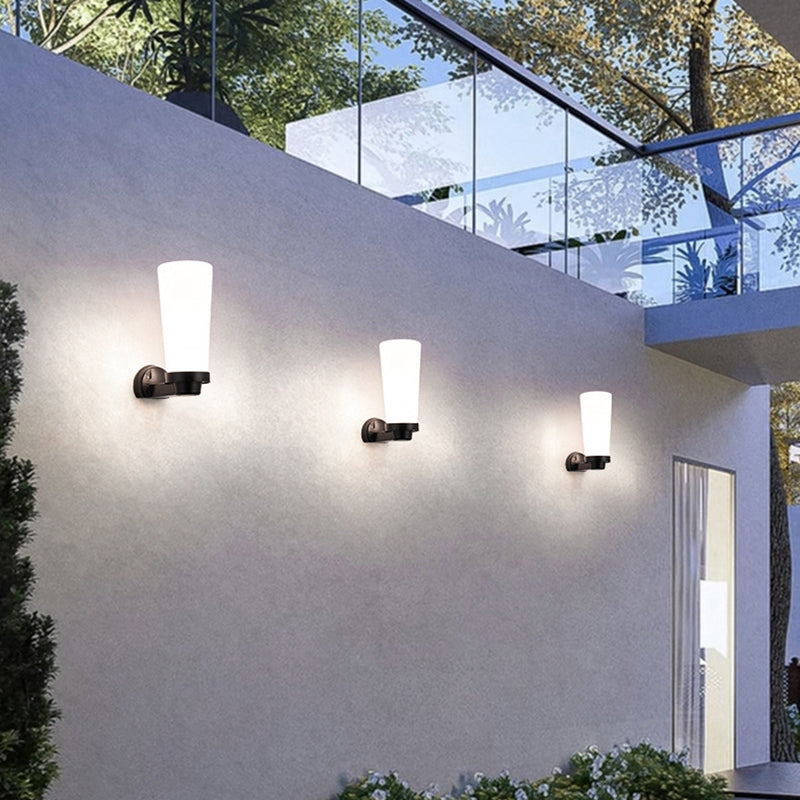 Moderne Enkelhet Blomst Kegle Firkantet Sylinder Ball Akryl ABS Jern 1-Lys Vegglampe For Utendørs Patio | Skanto