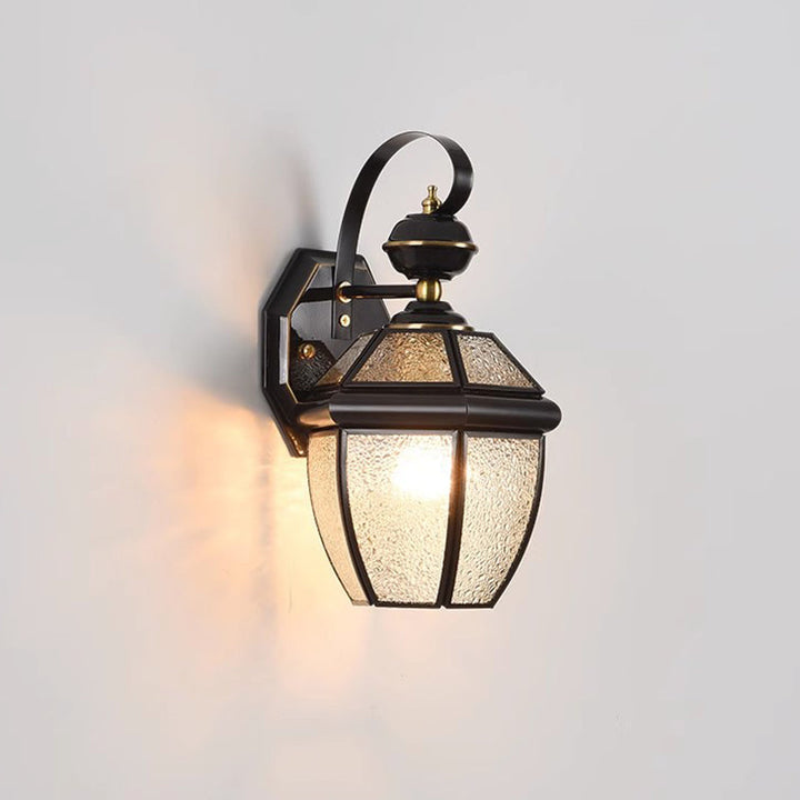 Moderne nordisk rom firkantet glass kobber 1-lys vegglampe for uteplass | Skanto