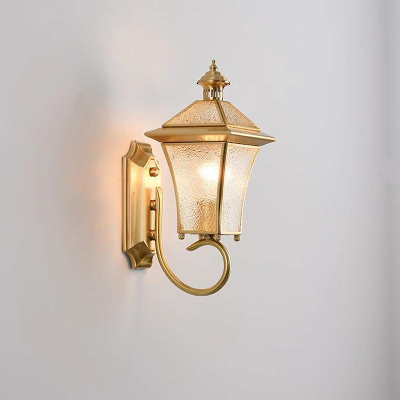 Moderne nordisk rom firkantet glass kobber 1-lys vegglampe for uteplass | Skanto