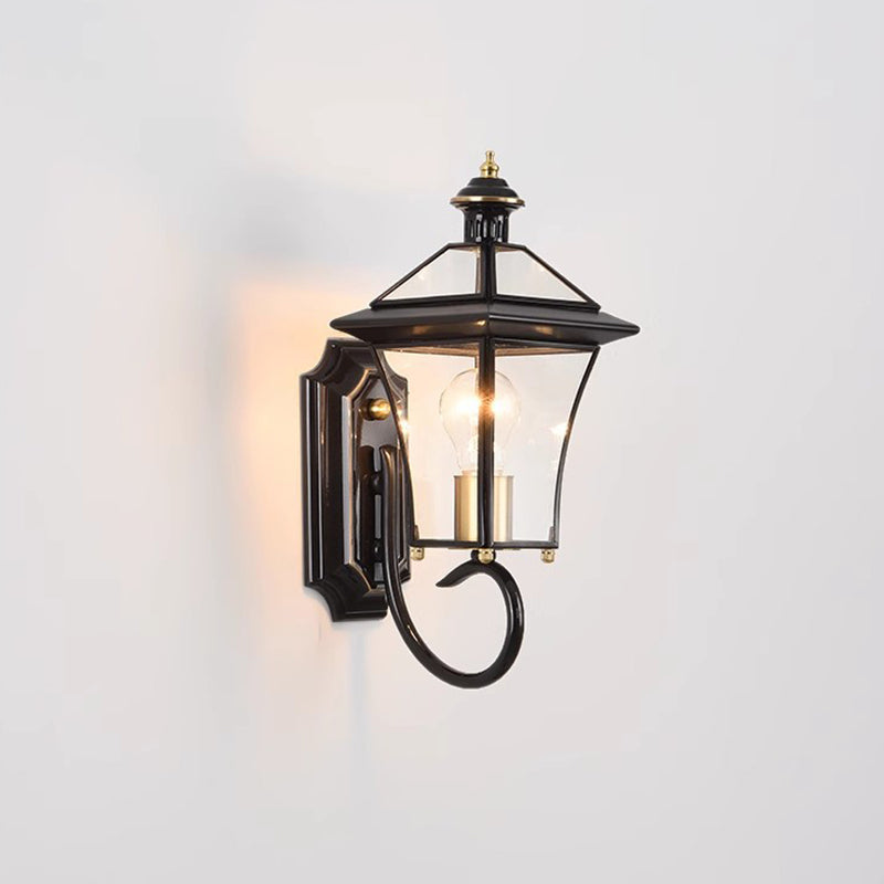 Moderne nordisk rom firkantet glass kobber 1-lys vegglampe for uteplass | Skanto