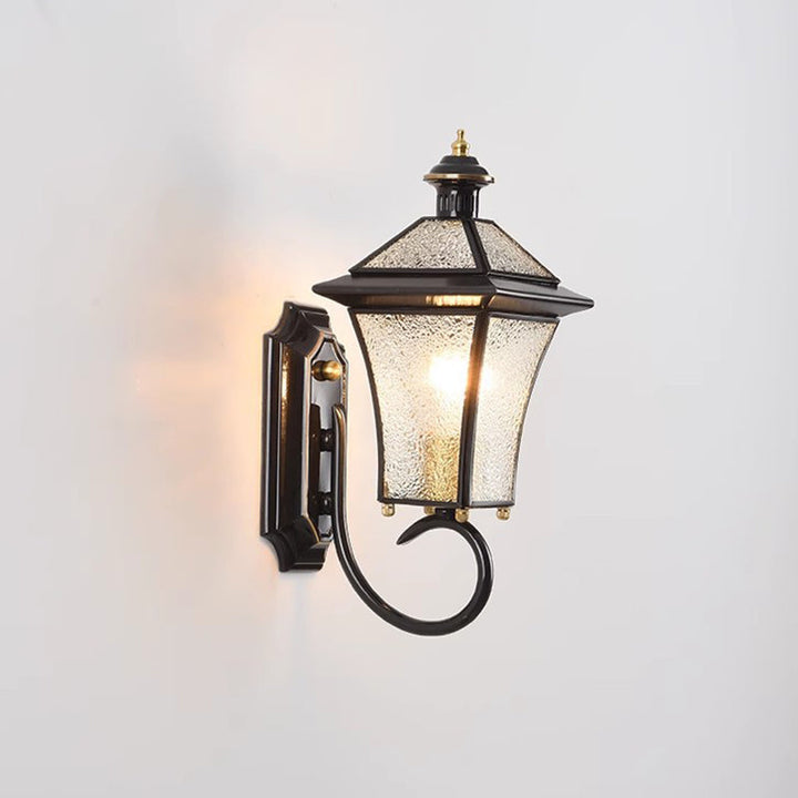 Moderne nordisk rom firkantet glass kobber 1-lys vegglampe for uteplass | Skanto