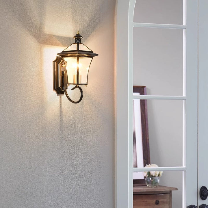 Moderne nordisk rom firkantet glass kobber 1-lys vegglampe for uteplass | Skanto