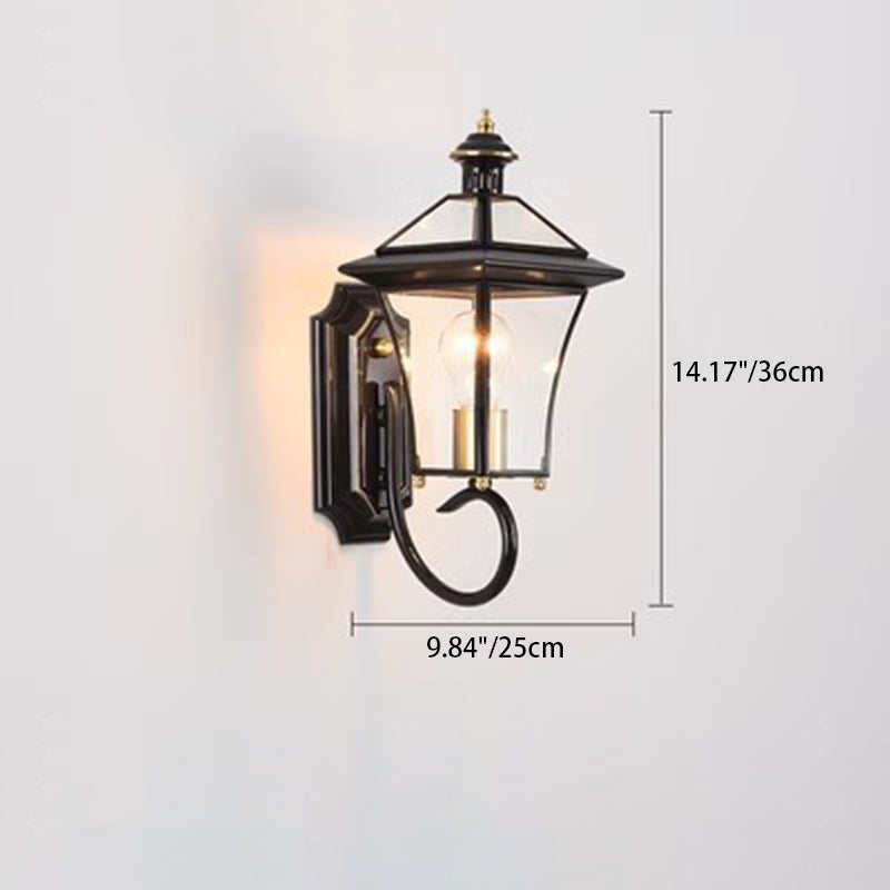 Moderne nordisk rom firkantet glass kobber 1-lys vegglampe for uteplass | Skanto