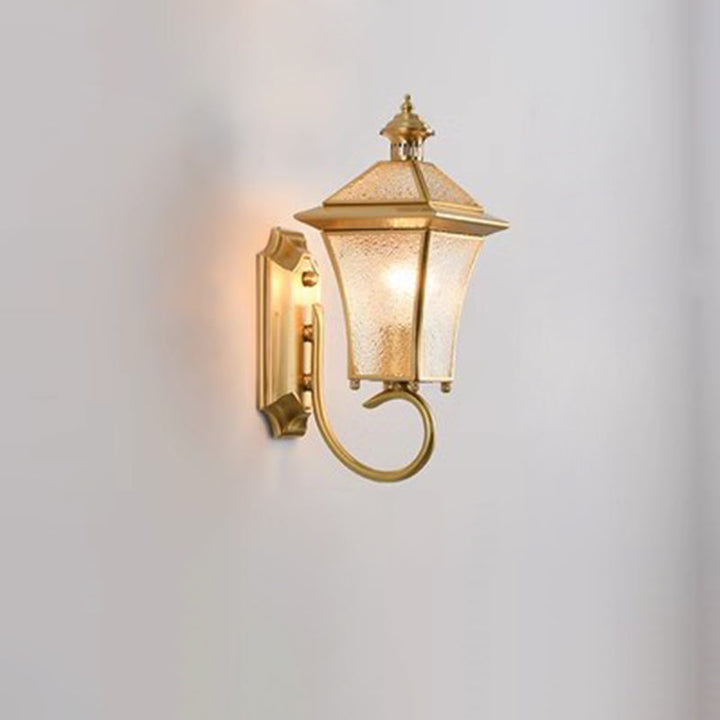 Moderne nordisk rom firkantet glass kobber 1-lys vegglampe for uteplass | Skanto