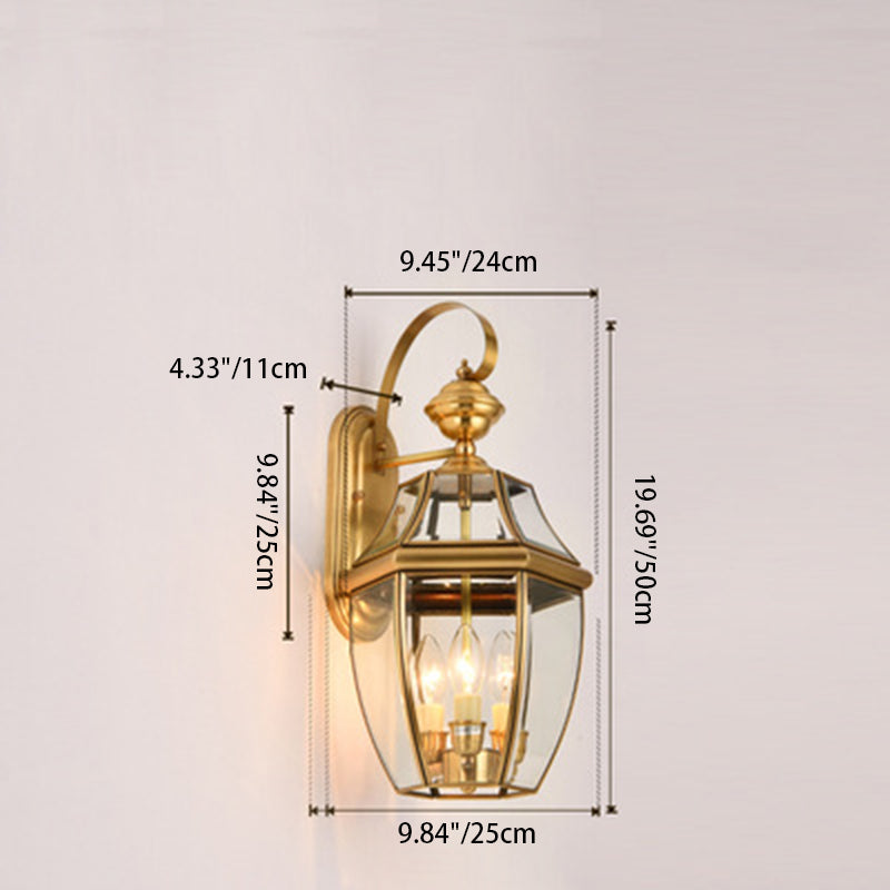 Moderne Skandinavisk Sekskantet Rund Firkantet Glass Messing 1/3 Lys Vegglampe For Hage | Skanto