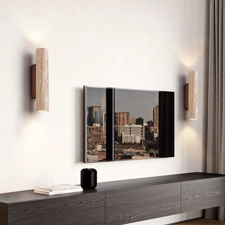 Skanto | Nordivea Travertin Vegglampe | Skandinavisk Design | 2-Lys | Tre & Travertin