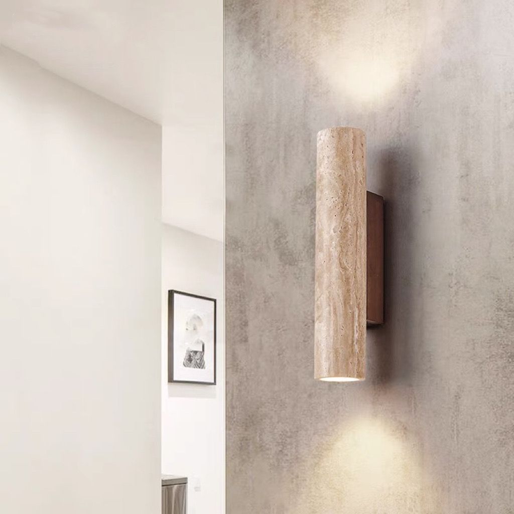 Skanto | Nordivea Travertin Vegglampe | Skandinavisk Design | 2-Lys | Tre & Travertin