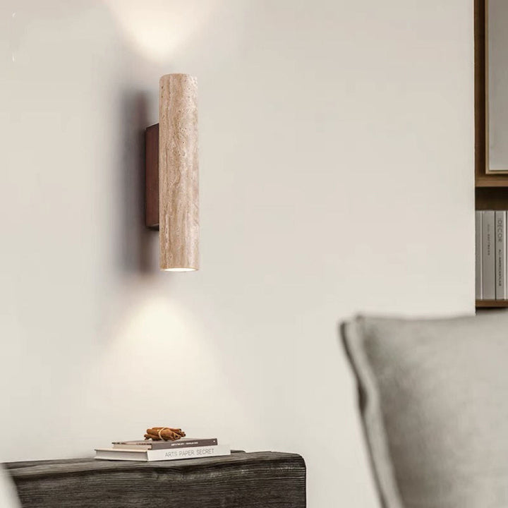 Skanto | Nordivea Travertin Vegglampe | Skandinavisk Design | 2-Lys | Tre & Travertin