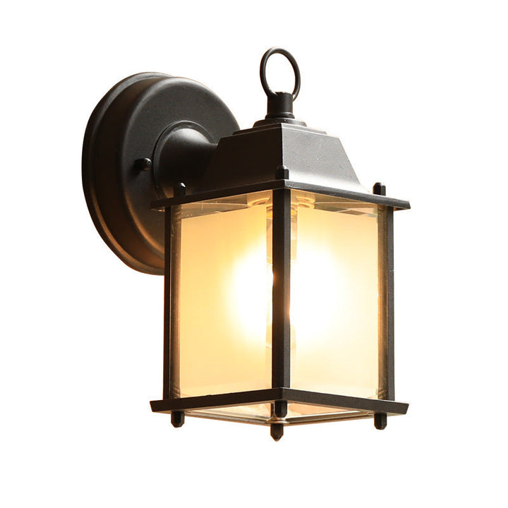 Moderne minimalistisk firkantet rektangulær rund glass aluminium 1-lampe vegglampe for hagen | Skanto