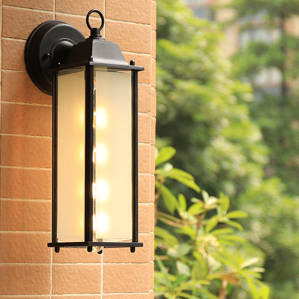 Moderne minimalistisk firkantet rektangulær rund glass aluminium 1-lampe vegglampe for hagen | Skanto