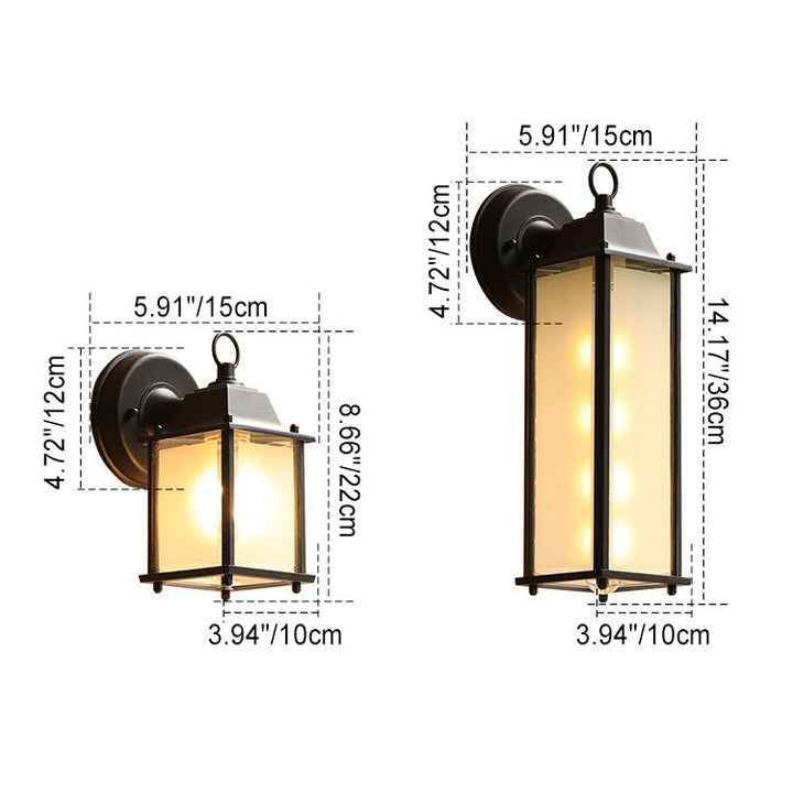 Moderne minimalistisk firkantet rektangulær rund glass aluminium 1-lampe vegglampe for hagen | Skanto