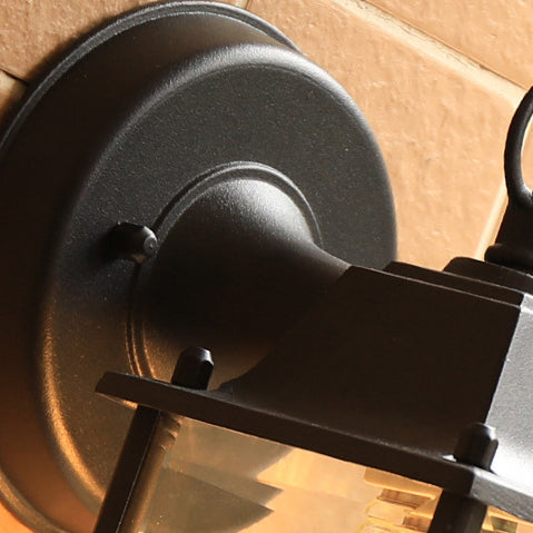 Moderne minimalistisk firkantet rektangulær rund glass aluminium 1-lampe vegglampe for hagen | Skanto