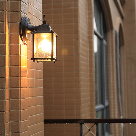 Moderne minimalistisk firkantet rektangulær rund glass aluminium 1-lampe vegglampe for hagen | Skanto