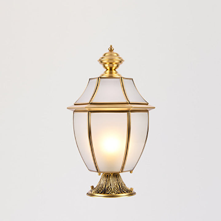 Moderne skandinavisk heksagonal klokke glass messing 1-lys utendørslampe for uteplass | Skanto