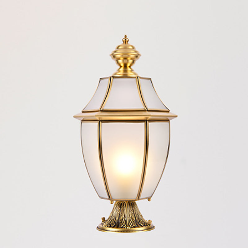 Moderne skandinavisk heksagonal klokke glass messing 1-lys utendørslampe for uteplass | Skanto