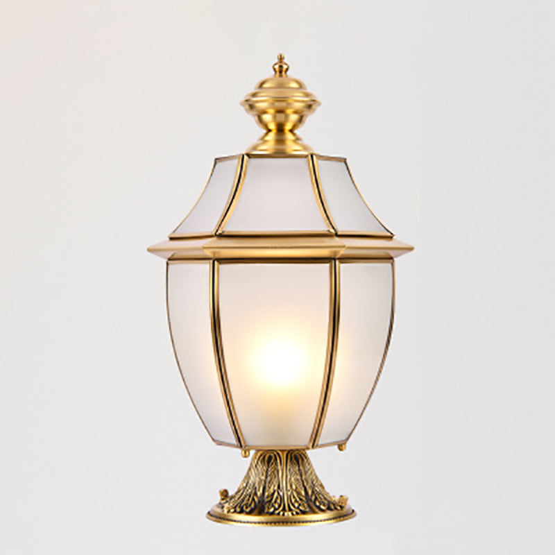 Moderne skandinavisk heksagonal klokke glass messing 1-lys utendørslampe for uteplass | Skanto