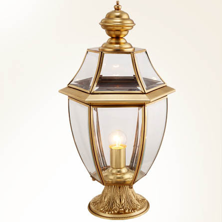 Moderne skandinavisk heksagonal klokke glass messing 1-lys utendørslampe for uteplass | Skanto
