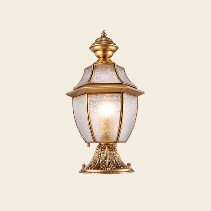 Moderne skandinavisk heksagonal klokke glass messing 1-lys utendørslampe for uteplass | Skanto