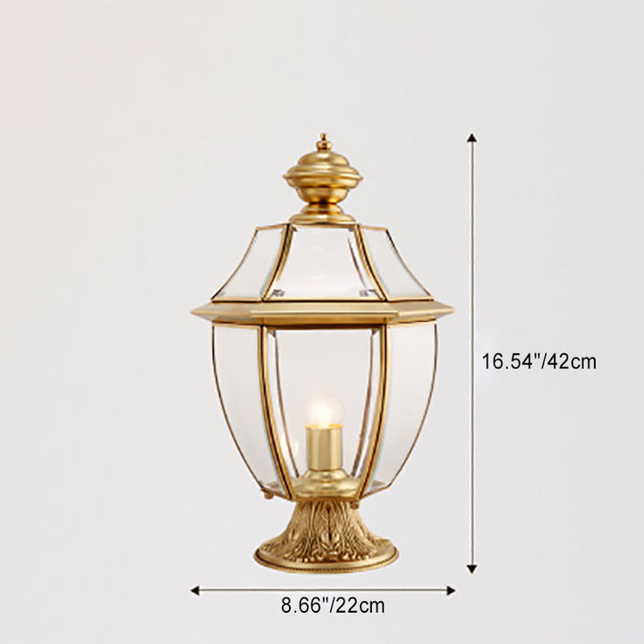 Moderne skandinavisk heksagonal klokke glass messing 1-lys utendørslampe for uteplass | Skanto