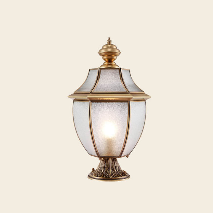 Moderne skandinavisk heksagonal klokke glass messing 1-lys utendørslampe for uteplass | Skanto