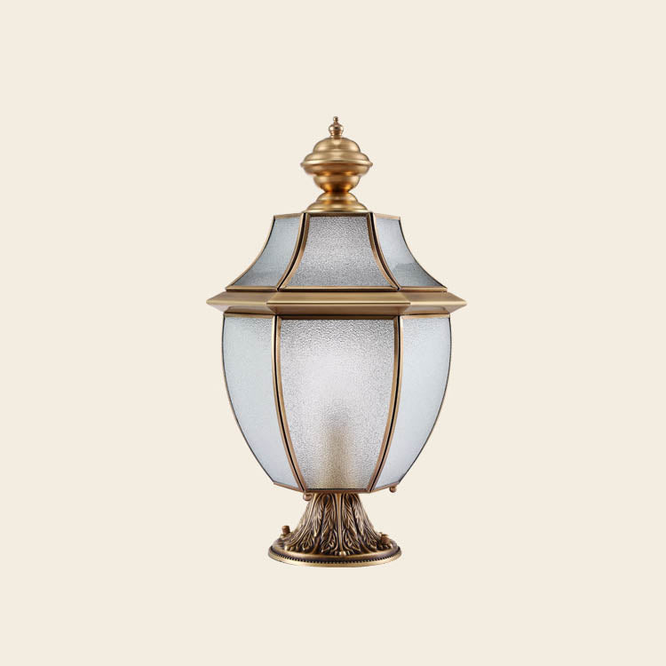 Moderne skandinavisk heksagonal klokke glass messing 1-lys utendørslampe for uteplass | Skanto