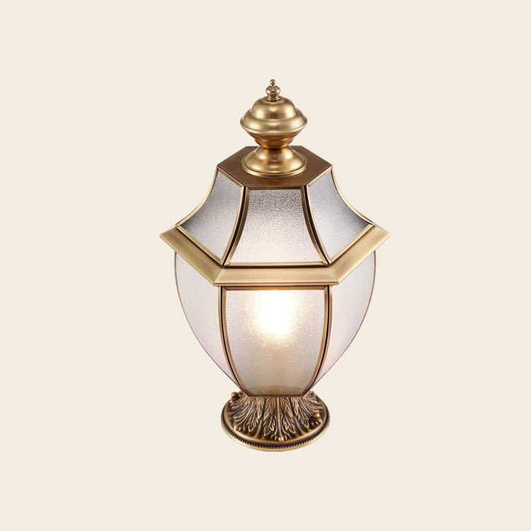 Moderne skandinavisk heksagonal klokke glass messing 1-lys utendørslampe for uteplass | Skanto