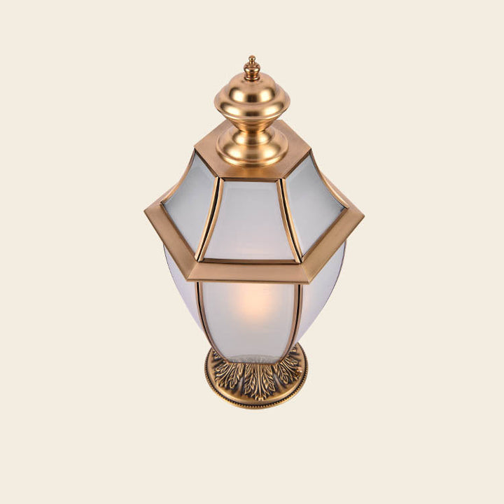 Moderne skandinavisk heksagonal klokke glass messing 1-lys utendørslampe for uteplass | Skanto