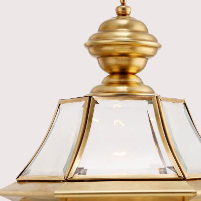 Moderne skandinavisk heksagonal klokke glass messing 1-lys utendørslampe for uteplass | Skanto