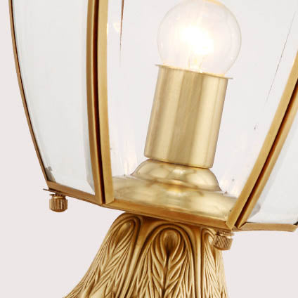 Moderne skandinavisk heksagonal klokke glass messing 1-lys utendørslampe for uteplass | Skanto