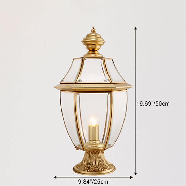 Moderne skandinavisk heksagonal klokke glass messing 1-lys utendørslampe for uteplass | Skanto