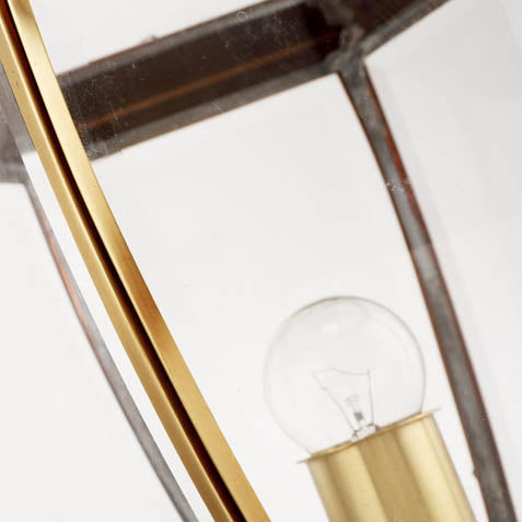 Moderne skandinavisk heksagonal klokke glass messing 1-lys utendørslampe for uteplass | Skanto