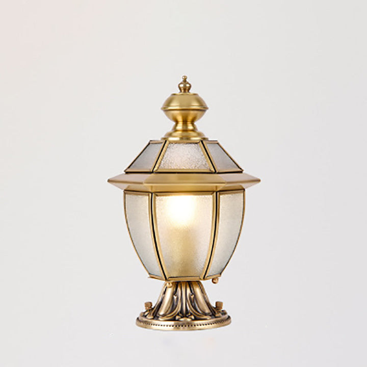 Moderne Luksus Hexagonal Klokke Rund Glass Messing 1-Lys Utendørs Lys For Hage | Skanto