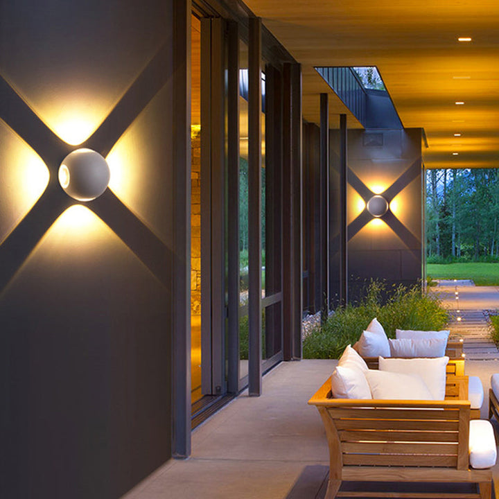 Moderne Minimalistisk Rund Kvadratisk Orb Linse Aluminium LED Vegglampe For Hage | Skanto