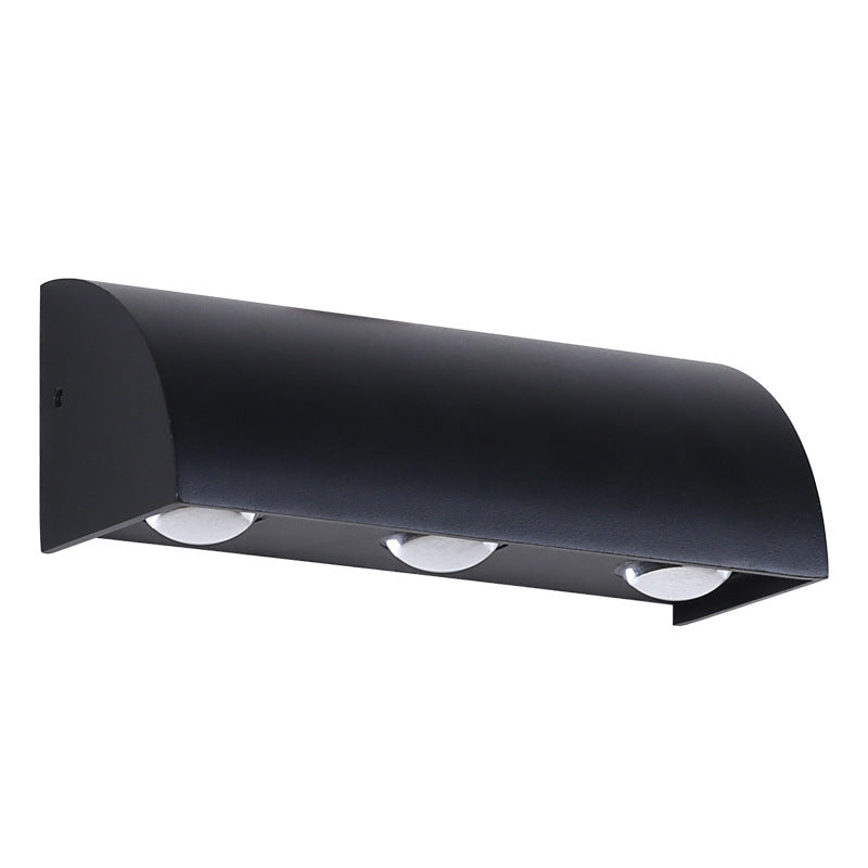 Moderne Enkelthet Vanntett Buet Sylinderformet Aluminium PC LED Vegglampe For Utendørs Terrasse | Skanto
