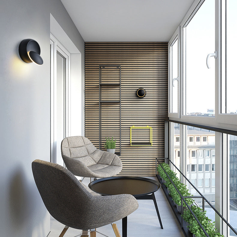 Skanto | Moderne nordisk jern rund eklips roterbar LED vegglampe for nattbord