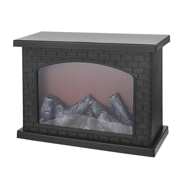 Norvo | Contemporary Retro ABS Simulert Flamme Peis Rundt Batteri Rektangulær LED Bordlampe For Stue