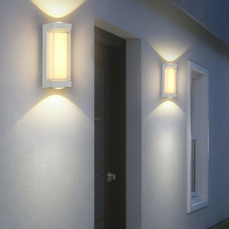 Moderne Enkelhet Vanntett Aluminium PC Sylinder Kuboid LED Vegglampe For Utendørs Patio | Skanto