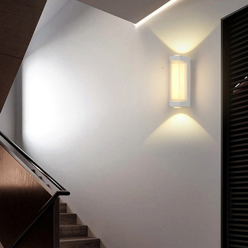 Moderne Enkelhet Vanntett Aluminium PC Sylinder Kuboid LED Vegglampe For Utendørs Patio | Skanto
