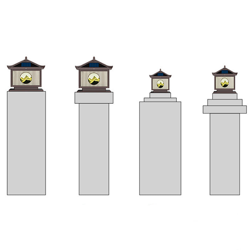 Tradisjonell kinesisk solfanger vanntett aluminium PC-glass furu tre kvadratisk sylinder LED landskapsbelysning utendørs lys for utendørs terrasse | Skanto