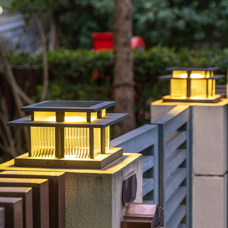 Moderne Minimalistisk Solvannsikker Firkantet Sylinder Aluminiumlegering Glass LED Landskapsbelysning Utendørs Lys For Utendørs Patio | Skanto