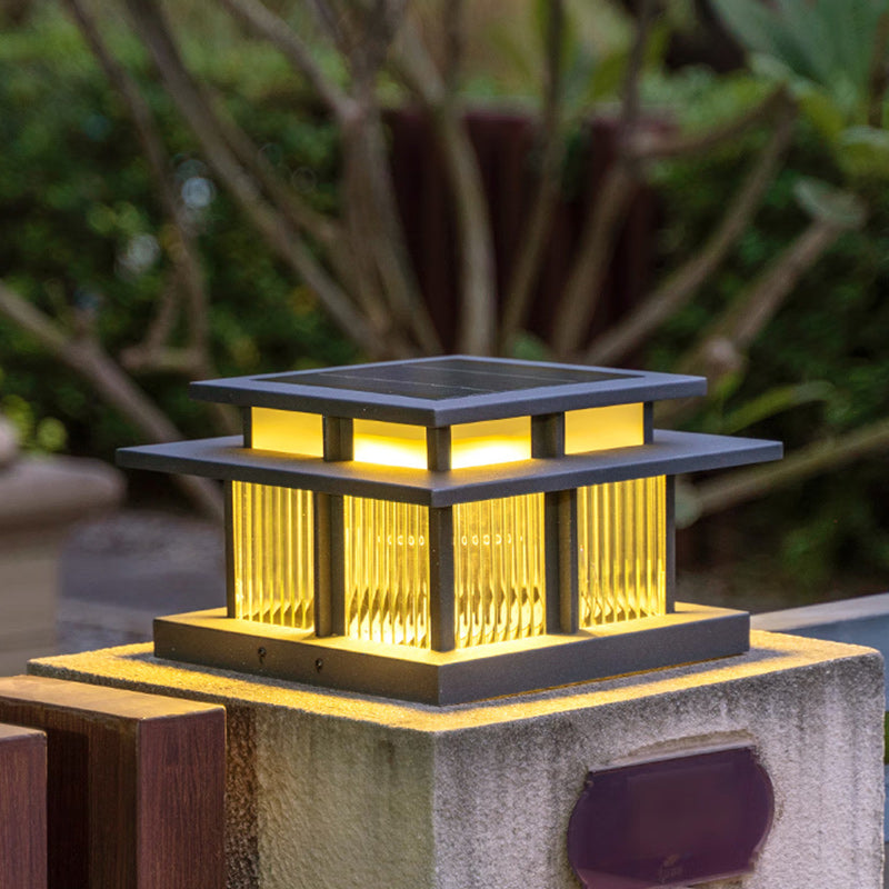 Moderne Minimalistisk Solvannsikker Firkantet Sylinder Aluminiumlegering Glass LED Landskapsbelysning Utendørs Lys For Utendørs Patio | Skanto