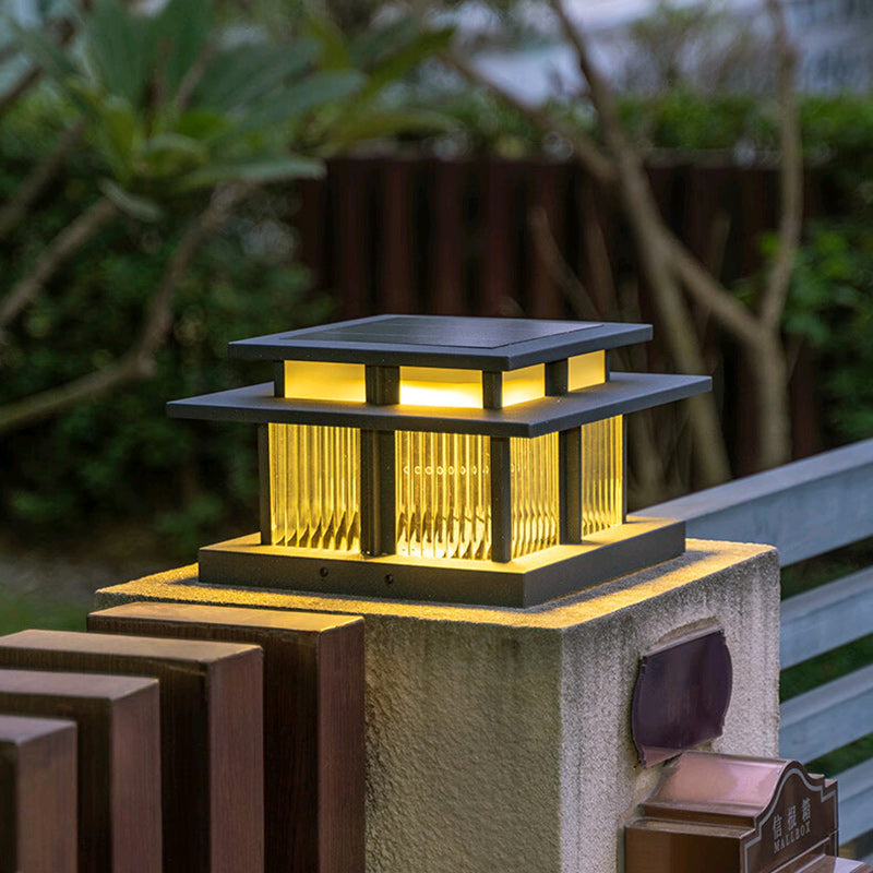Moderne Minimalistisk Solvannsikker Firkantet Sylinder Aluminiumlegering Glass LED Landskapsbelysning Utendørs Lys For Utendørs Patio | Skanto