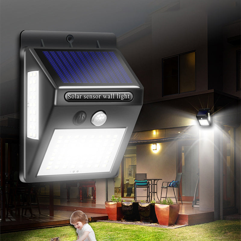 Soldrevet, vanntett, rektangulær LED-vegglampe med bevegelsessensor, laget av ABS, for terrassen