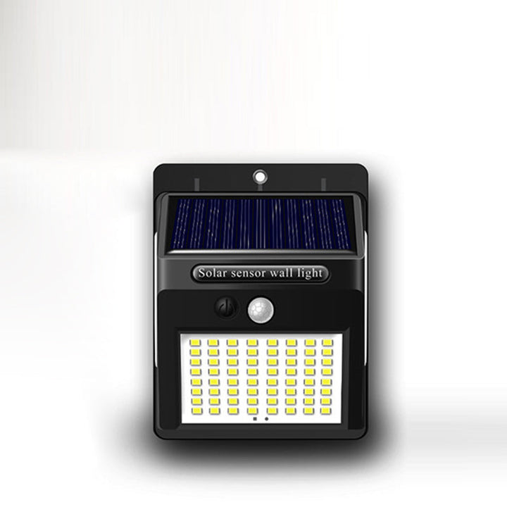 Soldrevet, vanntett, rektangulær LED-vegglampe med bevegelsessensor, laget av ABS, for terrassen