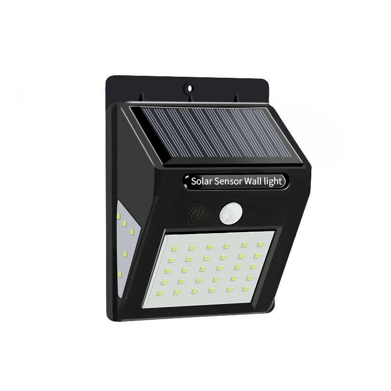 Soldrevet, vanntett, rektangulær LED-vegglampe med bevegelsessensor, laget av ABS, for terrassen