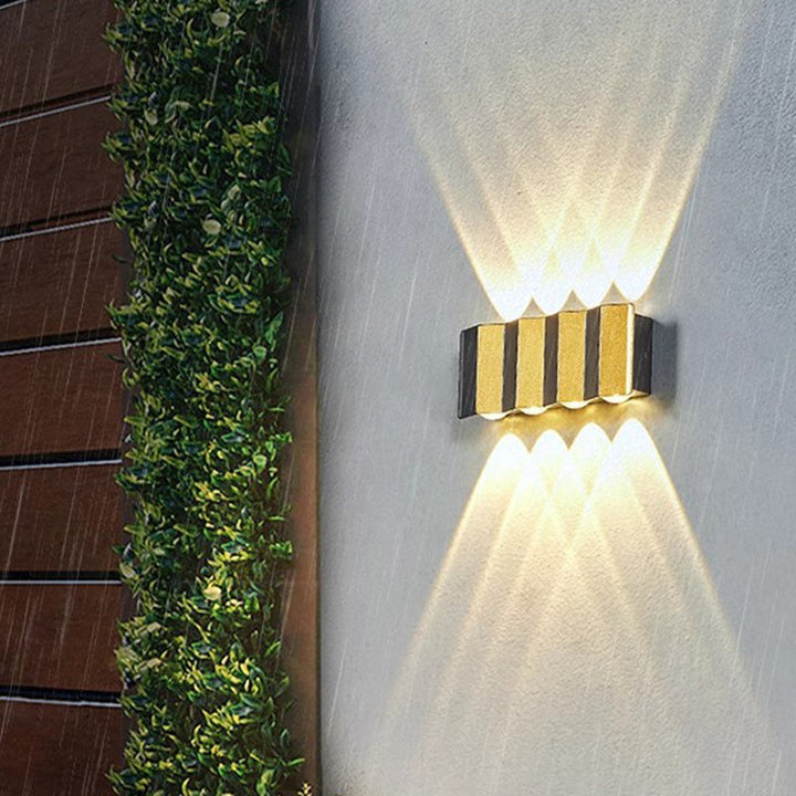 Moderne Enkelhet Vanntett Aluminium Rektangulær Bøyd Opp Og Ned LED Vegglampe For Utendørs Patio | Skanto