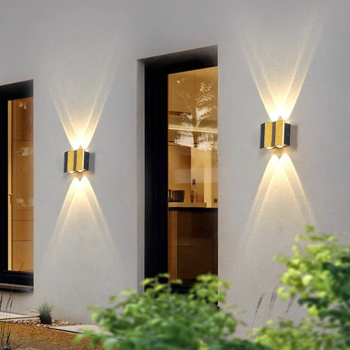 Moderne Enkelhet Vanntett Aluminium Rektangulær Bøyd Opp Og Ned LED Vegglampe For Utendørs Patio | Skanto