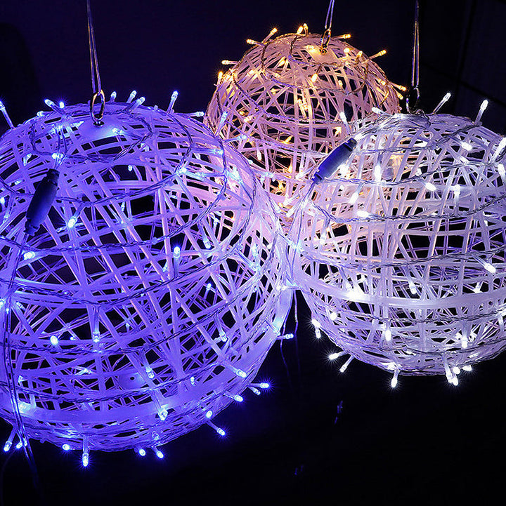 Moderne Art Deco Solvannavstøtende Veving Ball Hengende PVC Plast LED Utendørs Lys Landskapsbelysning For Hage | Skanto